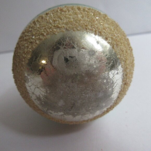 Shiny Brite Glass Christmas Ornament Teardrop & Round Mica Green Striped Vintage - Picture 12 of 12